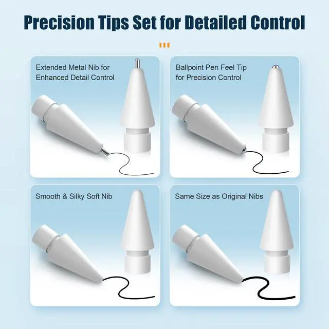 Alt view image 7 of 7 - Replacement Pen Nibs for Apple Pencil Pro/1st/2nd/USB-C