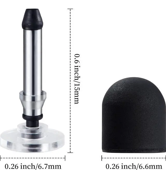 Alt view image 2 of 6 - 0.26inch Replaceable Stylus Pen Rubber Tip and Transparent Disc Tips