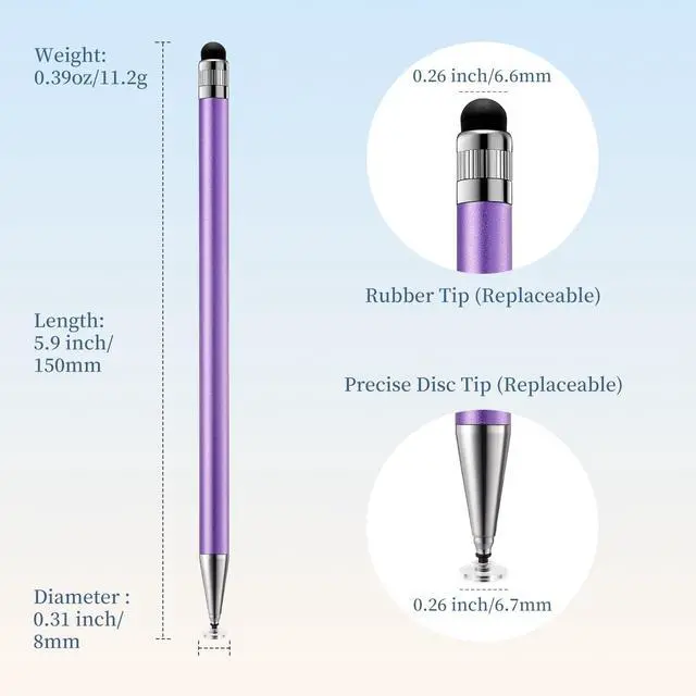 Alt view image 3 of 6 - 0.26inch Replaceable Stylus Pen Rubber Tip and Transparent Disc Tips