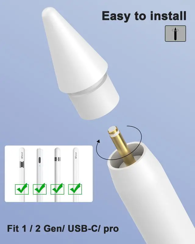 Alt view image 2 of 7 - 5 Pack Upgraded Replacement Tips for Apple Pencil Tips, Pencil Pro Tips Set