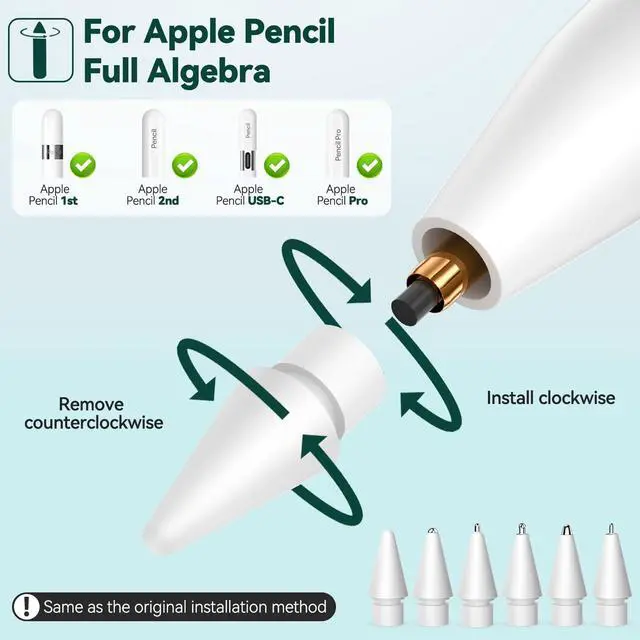 Alt view image 3 of 7 - Pencil Tips for Apple Pencil Pro/1st/2nd/USB-C (6 Pack)