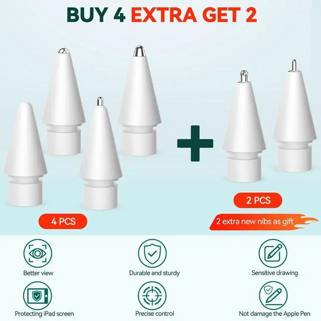 Alt view image 2 of 7 - Pencil Tips for Apple Pencil Pro/1st/2nd/USB-C (6 Pack)