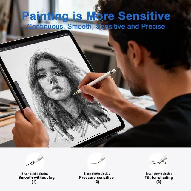 Alt view image 4 of 7 - 2B & 4B Damping Tips for Apple Pencil 4 Pack, Silent Writing & High Friction, Replacement Nibs for Drawing Sketching Note-Taking, Compatible with 1st/2nd Generation, Pro & USB-C