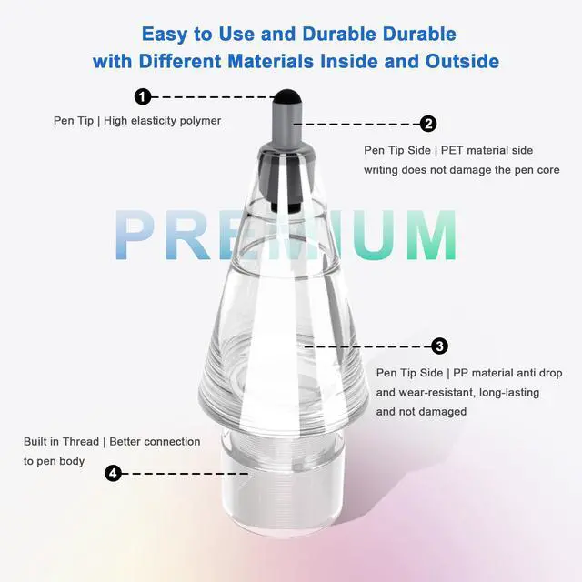 Alt view image 6 of 7 - 2B & 4B Damping Tips for Apple Pencil 4 Pack, Silent Writing & High Friction, Replacement Nibs for Drawing Sketching Note-Taking, Compatible with 1st/2nd Generation, Pro & USB-C