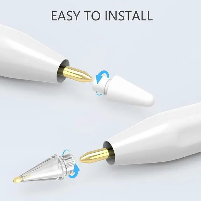 Alt view image 7 of 7 - Replacement Tips for Apple Pencil 1st & 2nd Generation, USB-C & Pro Pencil,wear-Resistant High Sensitivity Precision iPad Stylus Tips White (4 White+4 Transparent)