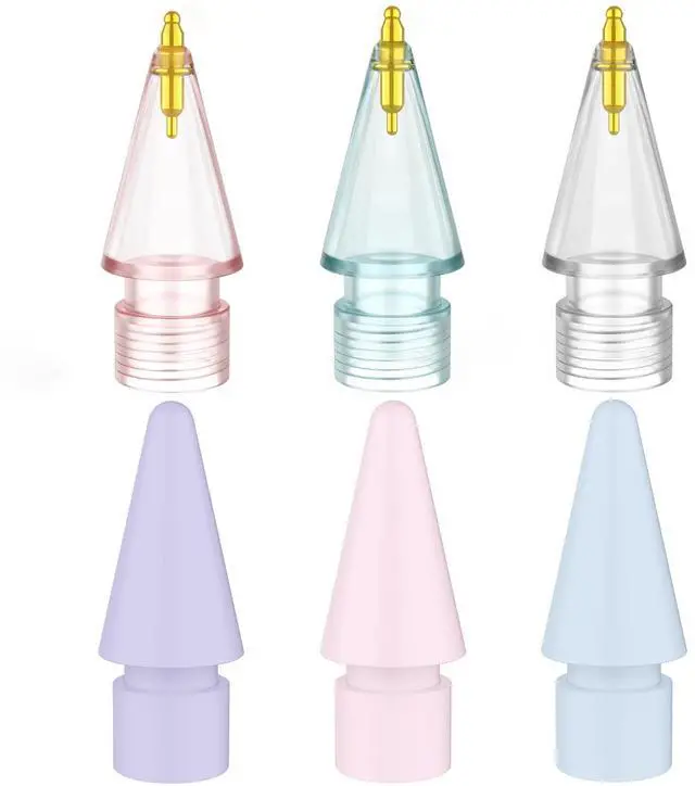 Main image of 6 Pack Fine Point Replacement Tips Compatible with Apple Pencil 2nd Generation, Apple Pencil 1st Generation & Apple Pencil USB-C Colorful Nibs (Original/Clear/Clear Pink/Clear Blue)