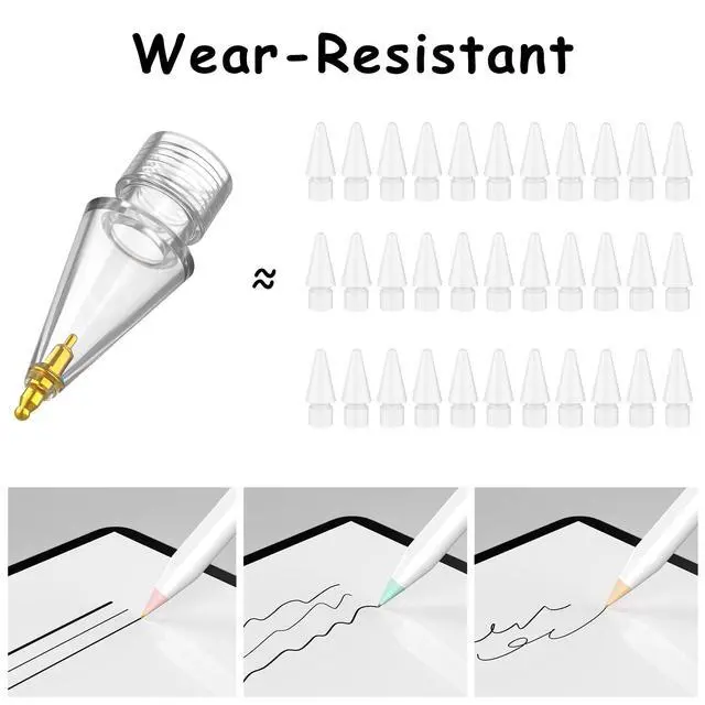Alt view image 4 of 7 - 6 Pack Fine Point Replacement Tips Compatible with Apple Pencil 2nd Generation, Apple Pencil 1st Generation & Apple Pencil USB-C Colorful Nibs (Original/Clear/Clear Pink/Clear Blue)