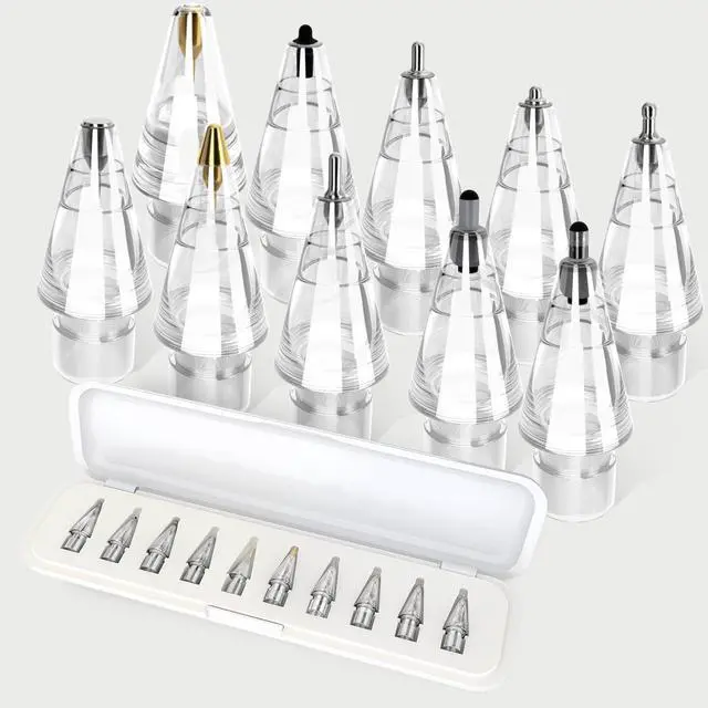 Main image of 10 Pack Replacement Tips for Apple Pencil Pro/USB-C/2nd/1st Gen, Hybrid Nibs Accessories with Premium Storage Case, High Sensitivity Pen Tips for iPad Drawing & Writing