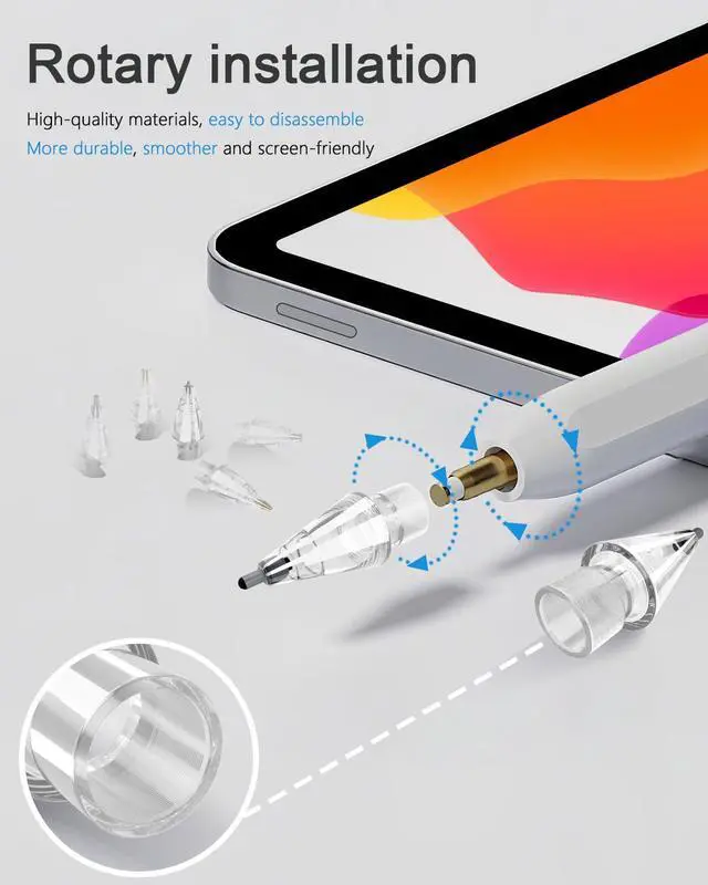 Alt view image 5 of 7 - 10 Pack Replacement Tips for Apple Pencil Pro/USB-C/2nd/1st Gen, Hybrid Nibs Accessories with Premium Storage Case, High Sensitivity Pen Tips for iPad Drawing & Writing