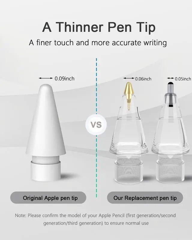 Alt view image 6 of 7 - 10 Pack Replacement Tips for Apple Pencil Pro/USB-C/2nd/1st Gen, Hybrid Nibs Accessories with Premium Storage Case, High Sensitivity Pen Tips for iPad Drawing & Writing