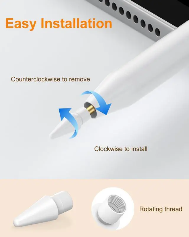 Alt view image 7 of 7 - Replacement Pencil Tips for Apple Pencil Pro/1st&2nd Gen/USB C, Blue Case