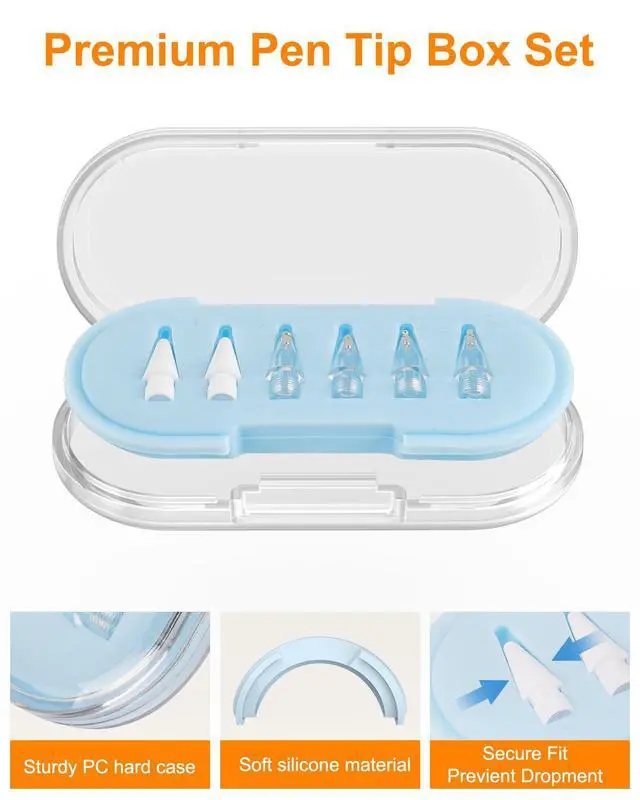 Alt view image 5 of 7 - Replacement Pencil Tips for Apple Pencil Pro/1st&2nd Gen/USB C, Blue Case