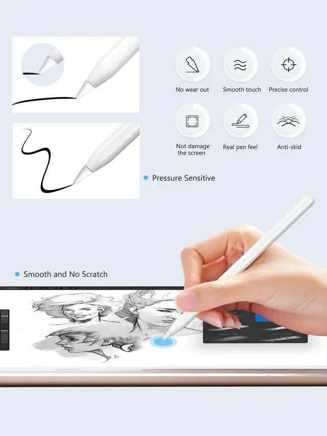Alt view image 2 of 7 - for Apple Pencil Tips, Upgraded 6 Pack Replacement Pencil Tips with Case, No Wear Out Fine Point Precise Control Metal Pencil Nibs Compatible with Apple Pencil 1st Gen/2nd Gen/USB C/iPad Pro Pencil