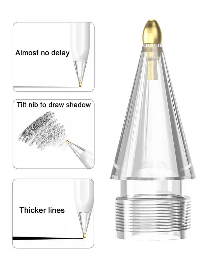 Alt view image 3 of 7 - for Apple Pencil Tips, Upgraded 6 Pack Replacement Pencil Tips with Case, No Wear Out Fine Point Precise Control Metal Pencil Nibs Compatible with Apple Pencil 1st Gen/2nd Gen/USB C/iPad Pro Pencil