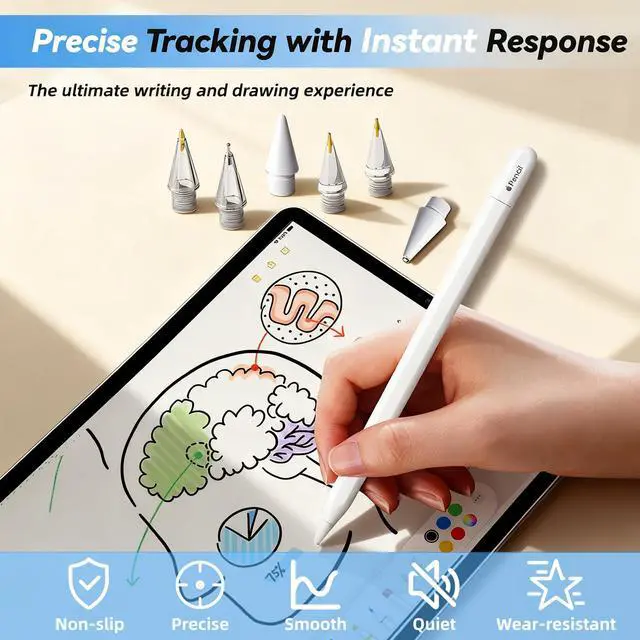 Alt view image 4 of 7 - Upgraded Replacement Pencil Tips for Apple Pencil Pro/1st Gen/2nd Gen/USB-C with Storage Case, Wear-Resistant Precise Control Metal Tips for iPad Pencil Accessories Set (6 in 1, Blue)