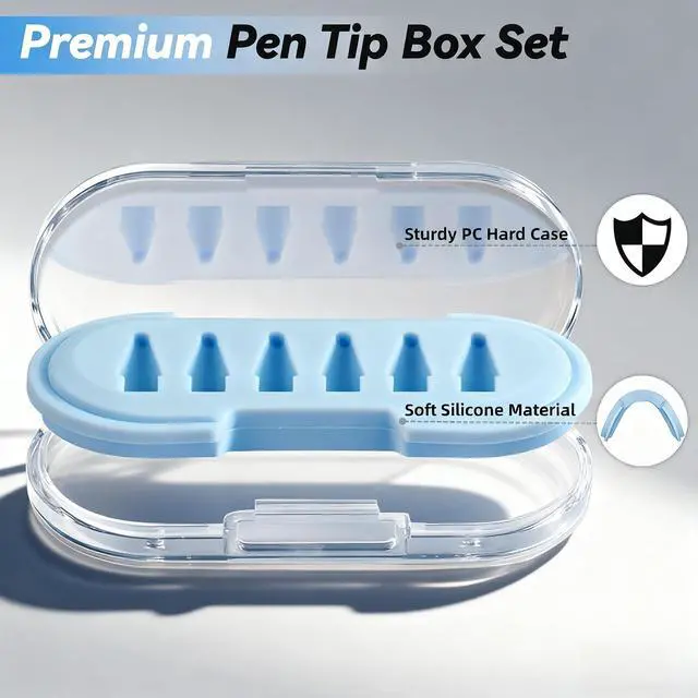 Alt view image 7 of 7 - Upgraded Replacement Pencil Tips for Apple Pencil Pro/1st Gen/2nd Gen/USB-C with Storage Case, Wear-Resistant Precise Control Metal Tips for iPad Pencil Accessories Set (6 in 1, Blue)