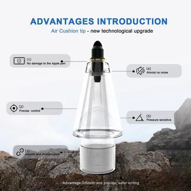 Alt view image 2 of 7 - Soft Brush Replacement Tips(4X) for Apple Pencil 1st/2nd/USB-C/Pro, No Slip, Similar to Paper, High-Friction Pen Tip for Note-Taking, Suitable for Meeting, Classrooms, and Libraries, Almost No Noise