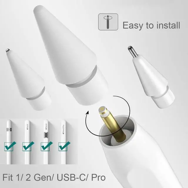 Alt view image 2 of 7 - Upgraded Replacement Tips for Apple Pencil, Mix Metal Tips for Apple Pencil 2nd Generation/ 1st Gen/USB C/Pencil Pro Tips(4 Pack)