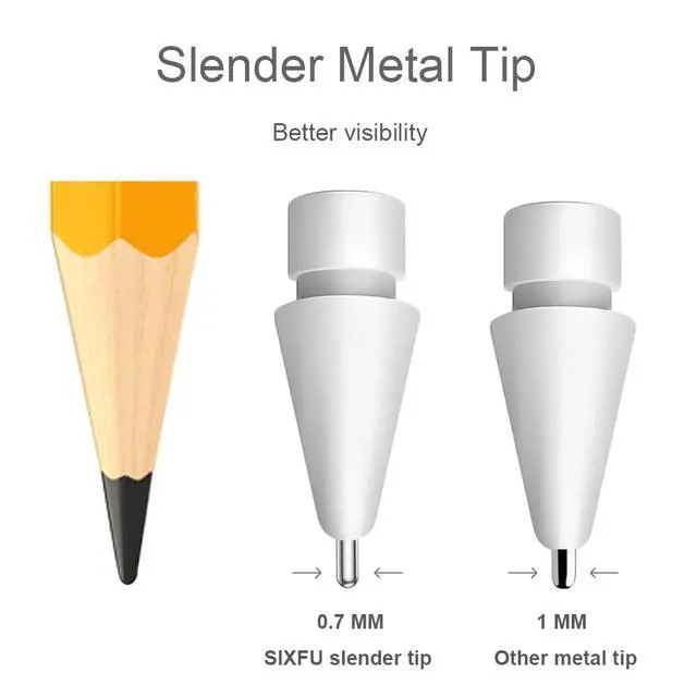 Alt view image 4 of 7 - Upgraded Replacement Tips for Apple Pencil, Mix Metal Tips for Apple Pencil 2nd Generation/ 1st Gen/USB C/Pencil Pro Tips(4 Pack)