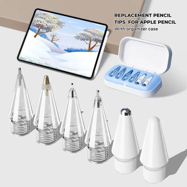 Alt view image 2 of 7 - 6Pack Replacement Pencil Tips for Apple Pencil Pro/2nd Gen/1st Gen/USB-CUpgraded iPad Pen Tips with Storage Case, IPad Pro Pencil Tips Sets, Accessories for Apple Pencil Blue 6 in 1