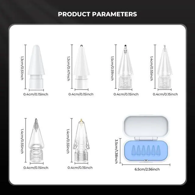 Alt view image 6 of 7 - 6Pack Replacement Pencil Tips for Apple Pencil Pro/2nd Gen/1st Gen/USB-CUpgraded iPad Pen Tips with Storage Case, IPad Pro Pencil Tips Sets, Accessories for Apple Pencil Blue 6 in 1