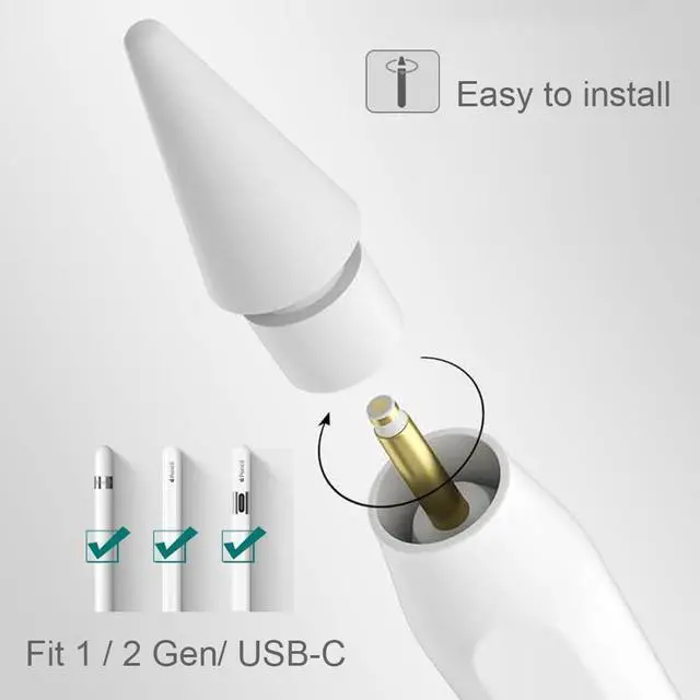 Alt view image 2 of 7 - Replacement Tips for Apple Pencil 2nd Generation/ 1st Generation Tips, Pencil Nibs Accessories for iPad Pro Pencil 2/1 Gen(6 Pack)