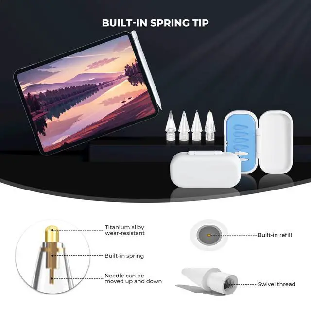 Alt view image 7 of 7 - 6Pack Replacement Pencil Tips for Apple Pencil Pro/2nd Gen/1st Gen/USB-CUpgraded iPad Pen Tips with Storage Case, IPad Pro Pencil Tips Sets, Accessories for Apple Pencil Blue 6 in 1