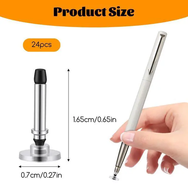 Alt view image 2 of 7 - Replacement Stylus Tips 24 Pcs Universal Disc Tips Silicone and Aluminum Round Shape Stylus Nibs for Mobile Phone Screens, Tablet Computers, eBooks (Tips Only)