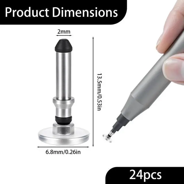 Alt view image 2 of 7 - 24 Pcs Stylus Tips Replacement Tips Only, Stylus Pen Tip Replacement High Precision Replaceable Pen Disc Tops Universal Round Shape Penpoint for Mobile Phones and Tablet PC Touch Screen Devices