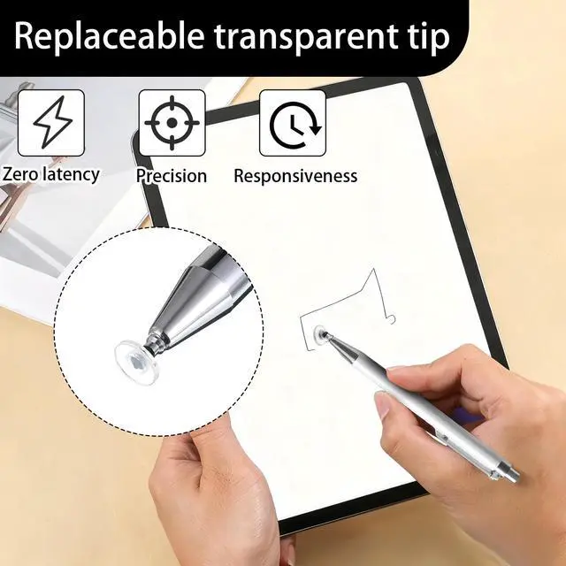 Alt view image 7 of 7 - 24 Pcs Stylus Tips Replacement Tips Only, Stylus Pen Tip Replacement High Precision Replaceable Pen Disc Tops Universal Round Shape Penpoint for Mobile Phones and Tablet PC Touch Screen Devices