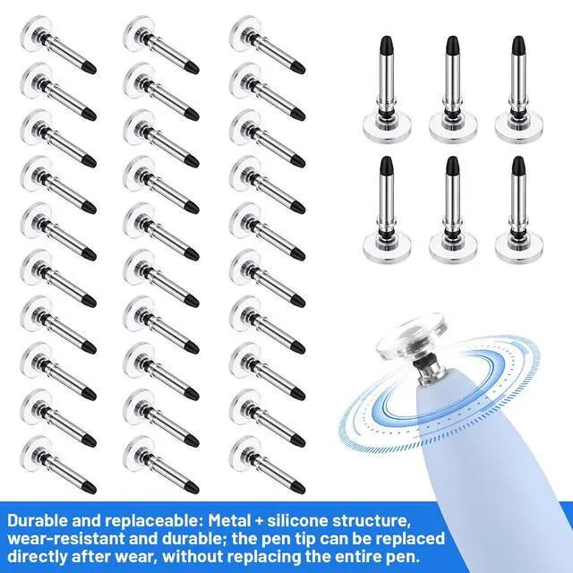 Alt view image 4 of 7 - 36 Pcs Black Metal Stylus Replacement Tips, Universal Round Disc Pen Tips for Touch Screen Devices, Compatible with E-Reader Stylus Pens and Digital Notebooks, High Precision Stylus' Pen Tip