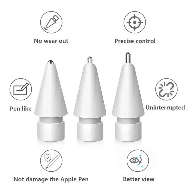 Alt view image 3 of 7 - Upgraded Tips for Apple Pencil, Mix Replacement Pencil Tips for Apple Pencil 2nd/ 1st Gen/USB-C/Pencil Pro Tips(6 PCS)