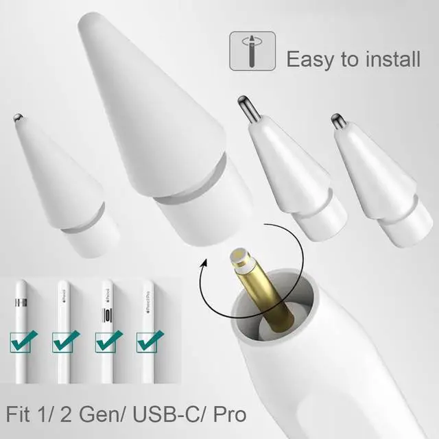Alt view image 2 of 7 - Upgraded Tips for Apple Pencil, Mix Replacement Pencil Tips for Apple Pencil 2nd/ 1st Gen/USB-C/Pencil Pro Tips(6 PCS)