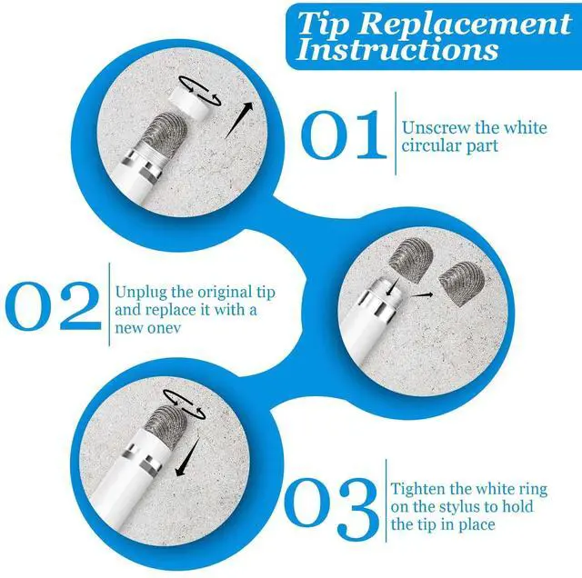Alt view image 3 of 7 - 24Pcs Replaceable Mesh Fiber Tips 2 Sizes Stylus Tips, Stylus Replacement Tips for Stylus Pen,(5mm / 0.2 Inch, 6mm / 0.24 Inch)