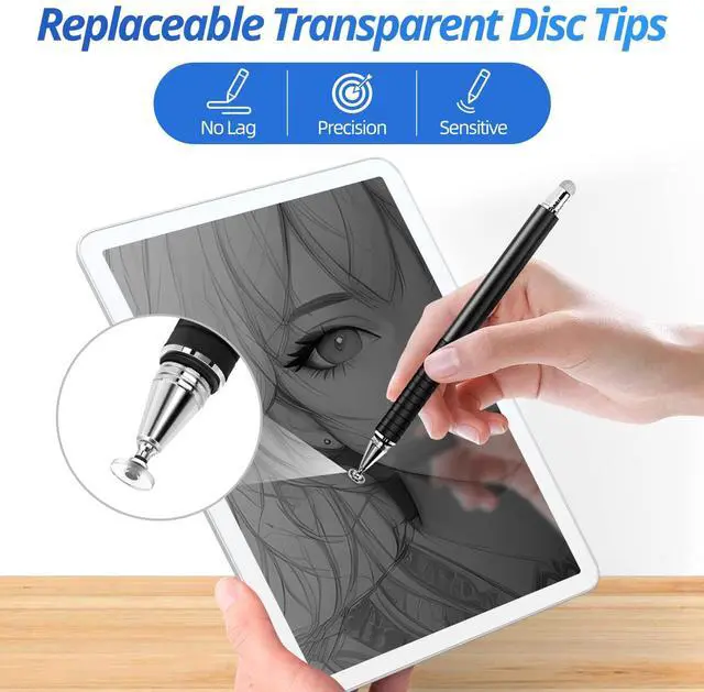 Alt view image 2 of 6 - 12-Pack Disc Nibs for Stylus Touch Screen Pen Transparent Replacement Tips