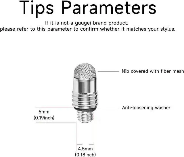 Alt view image 5 of 6 - Mesh Fiber Replacement Tips for Touch-Screen Pen, Stylus Nibs (10 Pack)