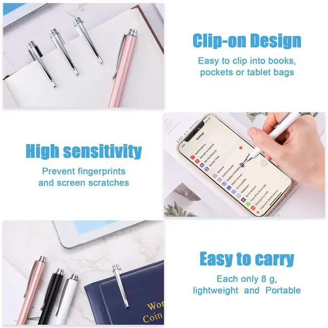 Alt view image 3 of 6 - 8 Pieces Capacitive Stylus Pens for Touch Screen, Universal Disc Fine Point Stylus Pens for Most Touch Screen Smart Devices, 4 Colors
