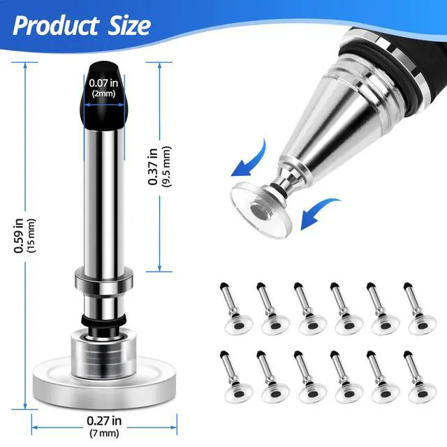 Alt view image 3 of 6 - 12-Pack Disc Nibs for Stylus Touch Screen Pen Transparent Replacement Tips