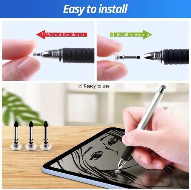 Alt view image 4 of 6 - 12-Pack Disc Nibs for Stylus Touch Screen Pen Transparent Replacement Tips