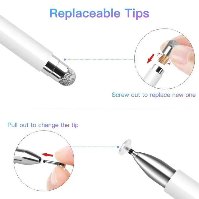 Alt view image 2 of 3 - Replacement Fiber Tips 8 Pcs for Disc Universal Stylus Pens Only