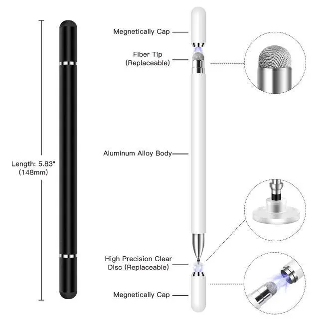 Alt view image 3 of 3 - Replacement Fiber Tips 8 Pcs for Disc Universal Stylus Pens Only