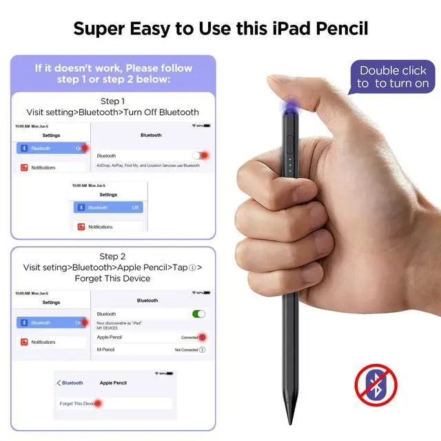 Alt view image 6 of 7 - Stylus Pen for iPad 2018-2026, 15Mins Fast Charge for Apple Pencil