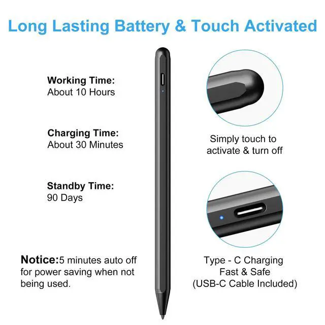 Alt view image 6 of 6 - Stylus Pen for iPad (2026-2018) with Fast Charge Palm Rejection,Active Pencil for iPad10/9/8/7/6th,11th A16,Pro 11/13 M4,Air 11/13 M2/M3/M4,Pro12.9,Air 5/4/3rd,Mini 7/6/5