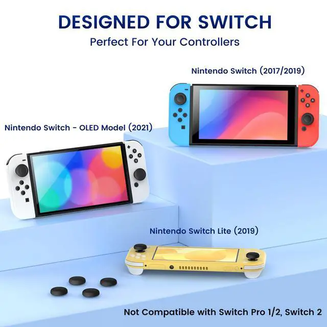 Alt view image 2 of 7 - 12 Pack Replacement Joystick Caps Thumb Grips for Nintendo Switch/OLED/Lite, Anti-Slip TPU Diamond Texture Analog Stick Covers for JoyCon Controller Repair Kit Accessories