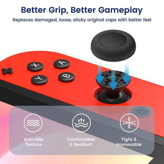 Alt view image 6 of 7 - 12 Pack Replacement Joystick Caps Thumb Grips for Nintendo Switch/OLED/Lite, Anti-Slip TPU Diamond Texture Analog Stick Covers for JoyCon Controller Repair Kit Accessories