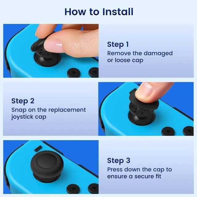 Alt view image 4 of 7 - 12 Pack Replacement Joystick Caps Thumb Grips for Nintendo Switch/OLED/Lite, Anti-Slip TPU Diamond Texture Analog Stick Covers for JoyCon Controller Repair Kit Accessories