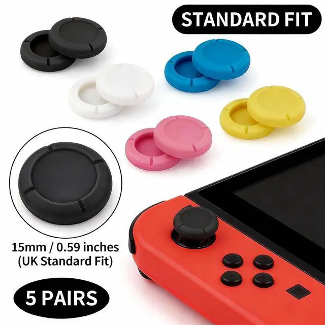 Alt view image 2 of 5 - 10 Pack Anti-Slip Silicone Thumb Grips for Nintendo Switch Joy-Con