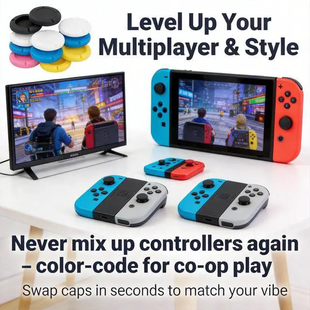Alt view image 5 of 5 - 10 Pack Anti-Slip Silicone Thumb Grips for Nintendo Switch Joy-Con