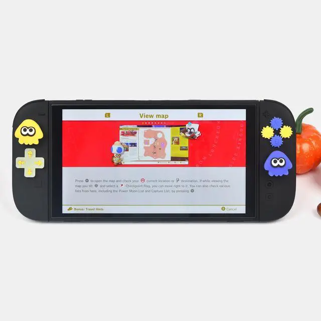 Alt view image 4 of 7 - Thumb Grips & Button Caps for Nintendo Switch 2 Joystick Caps, 4 Letter Button Covers, 1 D-Pad Cap, Yellow Blue Squid Shape, Soft Silicone, Anti-Scratch Wear-Resistant