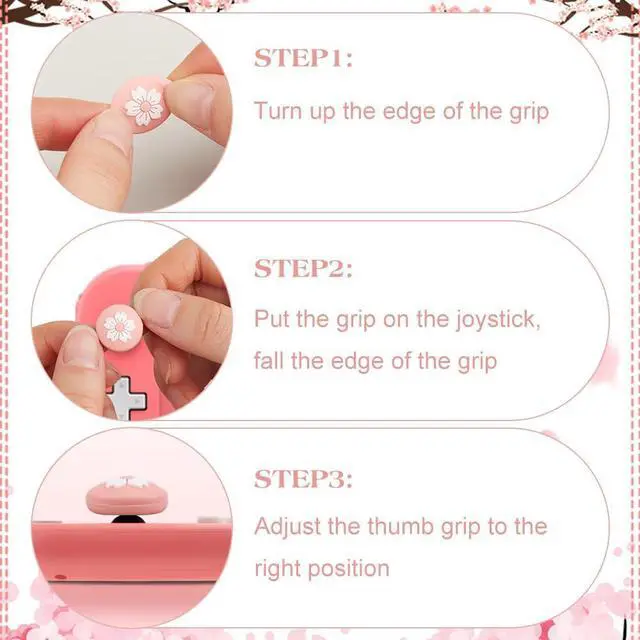 Alt view image 5 of 6 - 4Pcs 2 Styles Silicone Thumb Grip Caps Cute Kawaii Soft Round Flower Thumbstick Joystick Rocker Button Cover Replacement Compatible with Switch 0.67x0.67inch